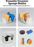 2-Slot Countertop Ceramic Sponge Holder, Dish Sponge Holder for Kitchen Sink, Keeps Sponges Dry & Clean, Rust-Free