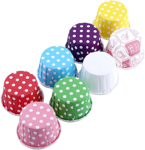 Fdit 100pcs Paper Cake Cupcake Liner Case Wrapper Muffin Baking Cup for Party Wedding Xmas - 7 Colors (White)