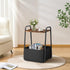 Rustic Brown Metal Frame Nightstand - Small Side Table with Fabric Storage Basket and Handle - Ideal for Bedroom