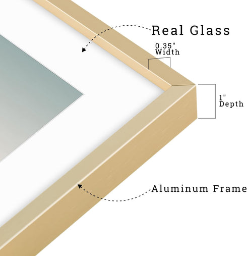 Frametory 8x10 Metal Picture Frame with Mat for 5x7 Picture, Aluminum Photo Frame Collection