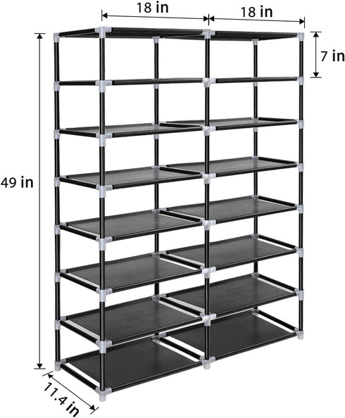 28 Closet ERONE Shoe Rack Storage Organize, Pairs Portable Double Row with Nonwoven Fabric Cover Shoe Shelf Cabinet