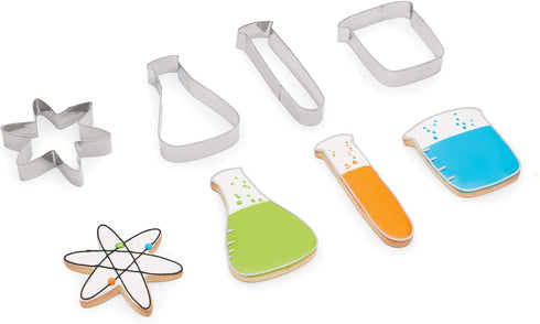 Fox Run Chemistry Lab Cookie Cutter Set, Science Cookie Cutters, Set of 4