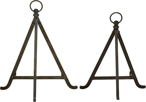 Deco 79 Metal Tabletop Display Easel with Foldable Stand, Set of 2, 13", 15"H, Bronze