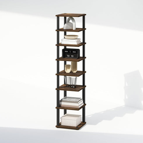 Furinno Turn-N-Tube Corner Shelf, 8-Tier Display Rack, Vertical Corner Storage Rack, Space