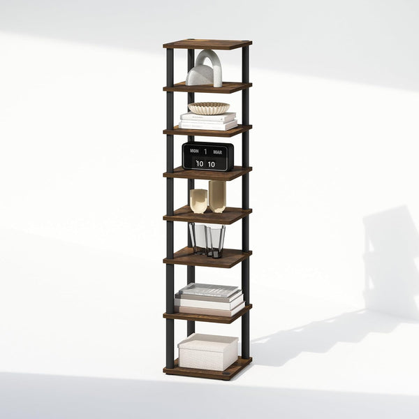 Furinno Turn-N-Tube Corner Shelf, 8-Tier Display Rack, Vertical Corner Storage Rack, Space