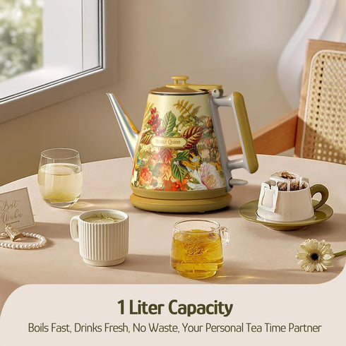 1 34 304 800W Hazel Quinn Retro X Eduardo Recife Collaboration Electric Kettle- Litres / Ounces Retro Small Tea Kettle