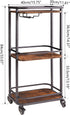 3-Tier Wheels,11.79x15.72x33.01 inches,Rolling TMJ319H IBUYKE Home Bar Serving Cart,Kitchen Storage Carts with Mini Bar
