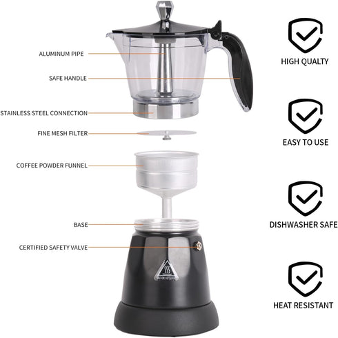 6 3cup LAOION Cuban Coffee Maker, or Electric Espresso Coffee Maker, Portable Cafeteras Electricas Modernas, Electric