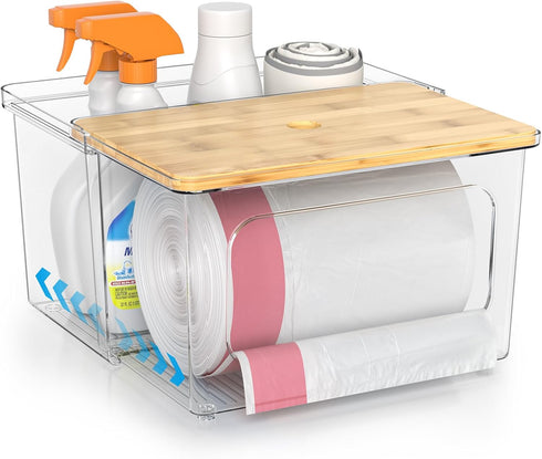 Trash Bag Dispenser Roll Holder - Clear Garbage Bag Holder Dispenser with