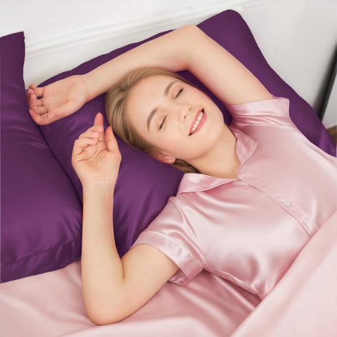 INSSL Dark Purple Mulberry Silk Pillowcase for Hair and Skin Health, Natural Silk Pillow Cover with Hidden Zipper, 1