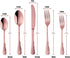 5-Piece Rose Gold Silverware Flatware Set - Service for 1, Stainless Steel Cutlery for Wedding, Dishwasher Safe