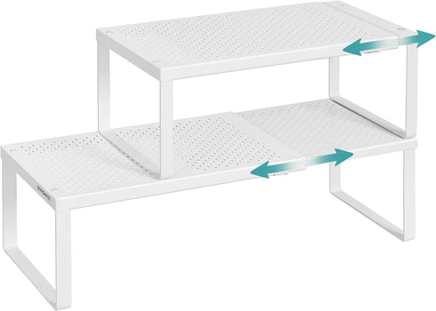 SONGMICS Spice Racks, Set of 2 Expandable Kitchen Countertop Shelves, Small Cupboard