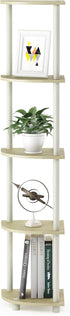 Furinno Turn-N-Tube 5 Tier Multipurpose Shelving Unit, Corner Display Rack, 1-Pack, Cream Faux Marble/White