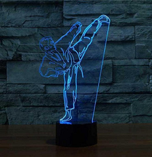 YTDZLTD 3D 16 Creative Taekwondo Night Light Colors Changing USB Power Remote Control Touch Switch Decor Lamp Optical