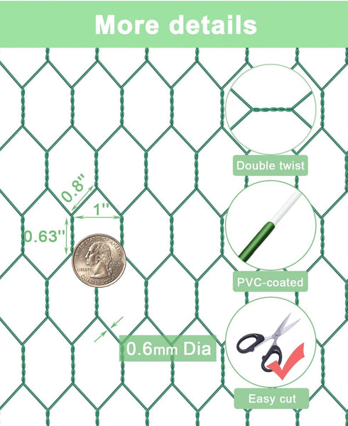 16.5 590 1 inch Garden Poultry Green Chicken Wire - '' '' Chicken Wire Floral for Crafts, Garden Fence Animal Barrier