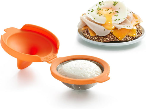 Lekue Poached Egg Maker, Poached Egg Cooker Set of 2, Orange