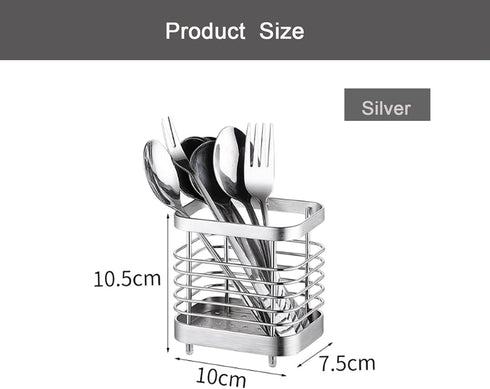 Cutlery Drainer, Stainless Steel Utensil Holder Sink Caddy, Rust Proof Sink Tidy Kitchen Sink Organiser, Cutlery Holder for Kitchen Counter (Black) by Funiyubao