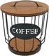 Round Coffee Pods Holder with Wooden Lid and Base, Wire Storage Basket for Home Cafe Bar Countertop Decor (Black)