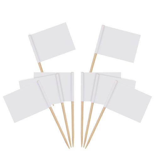 200 Pack Blank Toothpick Flags Food Cheese Labels for Charcuterie Board, Cupcake, Party Decoration (White)