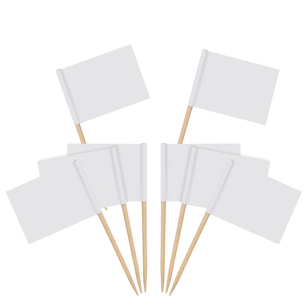 200 Pack Blank Toothpick Flags Food Cheese Labels for Charcuterie Board, Cupcake, Party Decoration (White)