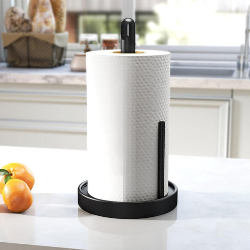 Countertop, Paper Towel Holder Black Paper Towel Holder with Anti Slip Weighted Base, Stainless Steel Heavy Duty