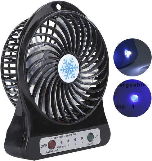 CCYLEZ Mini Table Fan - 3 Speed Adjustable USB Rechargeable Fan for Baby Bed, Car Seats, Summer Gift (Black)
