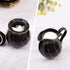 Set, 1 (12 OZ), 1 (8 OZ), Set, DUJUST Black Cream & Sugar Luxury British Design in Golden Trims, Sugar Bowl with Lid