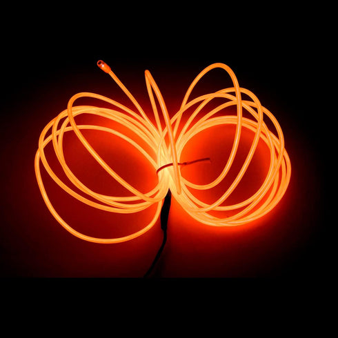 MaxLax EL Wire Orange, 9.8ft/3m Portable Battery Pack Neon Light Strip, 360° Cuttable Glowing Rope Lights for Parties