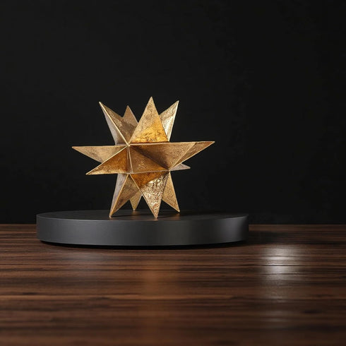 7 7 6 Inch Braxio Modern Style Indoor Home Decor - Resin Gold Multi-Angle Stars Abstract Geometric Sculpture for Living