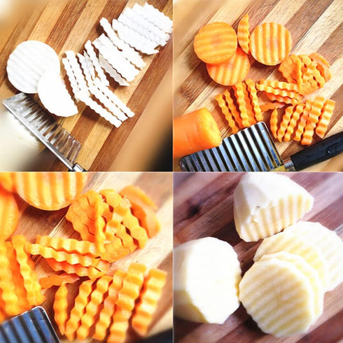 2 PACK French Fry Crinkle Cutter, Wavy Potato Slicer, Vegetable Chopper Knife for Home Kitchen