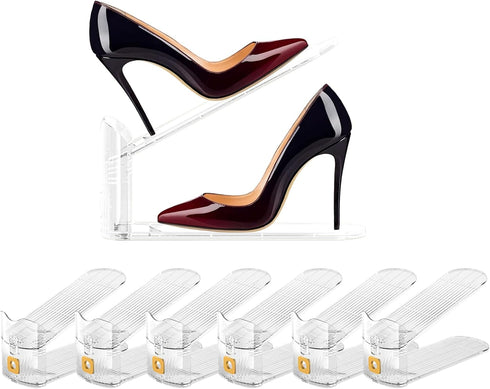 6Pack Shoe Slot Organizers Clear Shoe Stacker Organizer for Closet Shoe Holder