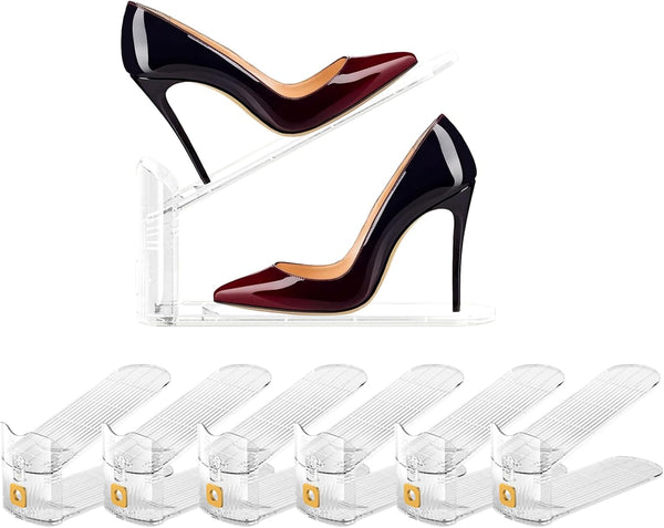 6Pack Shoe Slot Organizers Clear Shoe Stacker Organizer for Closet Shoe Holder