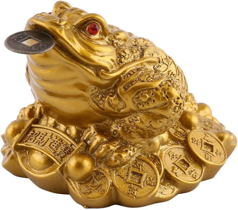 Hilitand Money Frog Toad Decoration, Chinese Feng Shui Wealth Lucky Money Frog Statue for Home Office Decoration