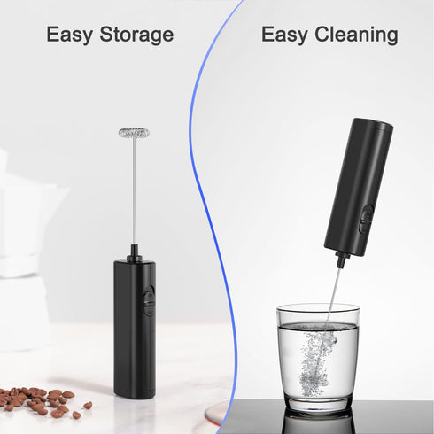 Powerful Electric Milk Frother, Battery Operated Foam Maker Mixer for Coffee, Cappuccino, Latte, Black