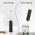 Powerful Electric Milk Frother, Battery Operated Foam Maker Mixer for Coffee, Cappuccino, Latte, Black