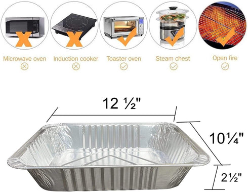 Aluminum Pans 9x13 Disposable Foil Pans, 10 Pack Half Size Deep Steam Table Pans for Baking, Cooking, Roasting, Serving