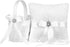 TRUE LOVE GIFT Ring Bearer Pillow and Wedding Flower Girl Basket Set, Pearl Rhinestones White Satin Lace