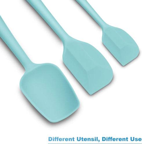 Silicone Spatula Set, 3-Piece High Heat-Resistant Ergonomic Handle Non-stick Rubber Spatulas with Stainless Steel Core,