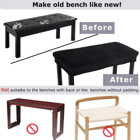 Velvet2-Person (27.5"- 36.5") (12"- 16") SINOSSO Soft Piano Bench Cover, Lx W Rectangle Stretch Washable Stool