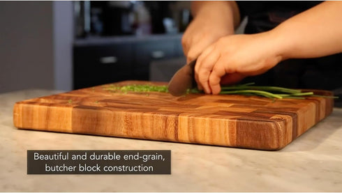 Ironwood Gourmet Large End Grain Prep Station Cutting Board, Acacia Wood, 14 x 20-Inch