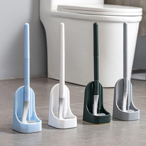 Toilet Brush with Holder, Long Handle Golf Toilet Brush 360° Deep Cleaning Flexible Silicone Wall Mounted for Bathroom