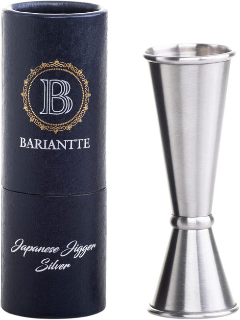BARIANTTE Cocktail Jigger for Bartending, 2 oz 1 oz Japanese Measuring Shot Glass - Silver
