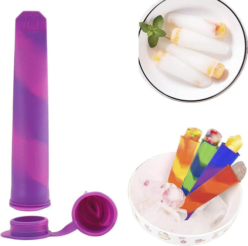 6pcs Froze Popsicles Molds,Reusable Baby Silicone Popsicle Molds Multi Colors Ice Cream Mold Tray Ice with Lids for DIY