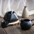 Black Ceramic Coffee Serving Set, Creamer Pitcher and Sugar Bowl, Simple Design