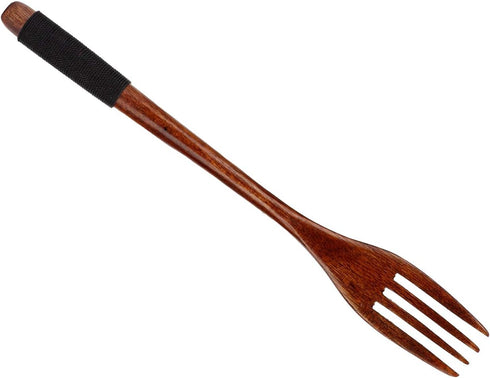 Wooden Spoon Fork, Long Handle Fork for Japanese Dinnerware, Camping Outdoor Kitchen Cooking