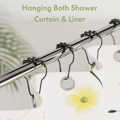 Black Shower Curtain Hooks, Amazer Decorative Rust Proof Stainless Steel Shower Curtain Hooks, Set of 12