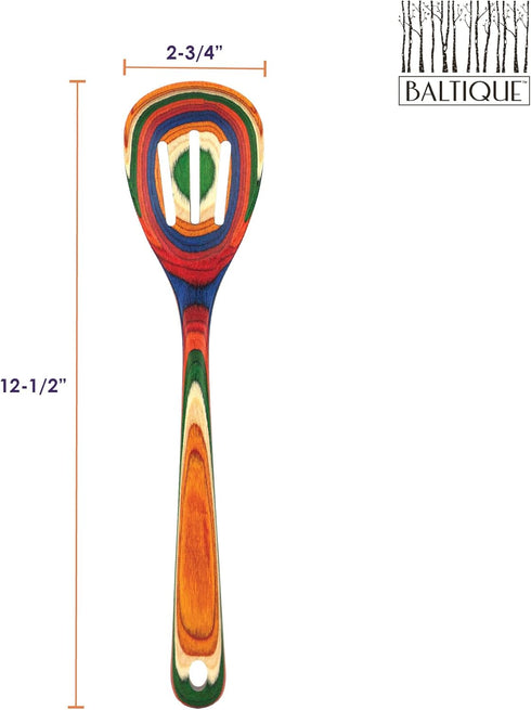 Totally Bamboo Baltique Marrakesh Collection 12-1/2" Wooden Slotted Cooking Spoon, Safe for Nonstick Cookware
