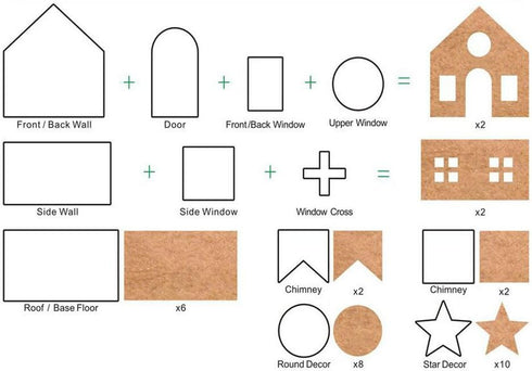 Sakolla Gingerbread House Cookie Cutter Set (Set of 10) - 3D Christmas Cookie Cutters with Gift Box