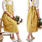 NEWGEM Cotton Linen Cross Back Apron for Women with Pockets, Yellow, for Cooking and Cleaning, No Waist Ties