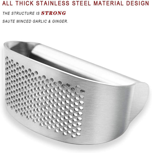 Garlic Press Rocker - Stainless Steel Garlic Crusher, Bottle Opener, Chopper, Squeezer, Slicer